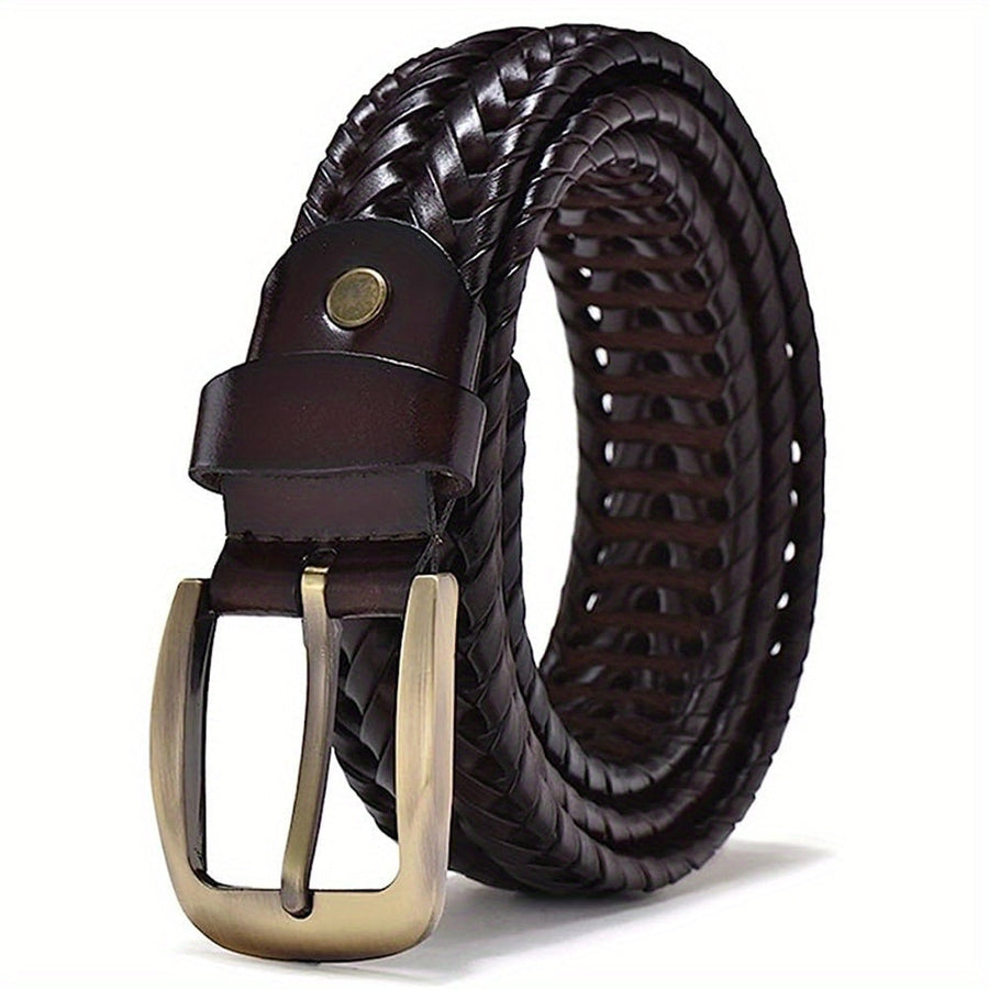 Men's Braided Belt in Flexible Material with Prong Buckle