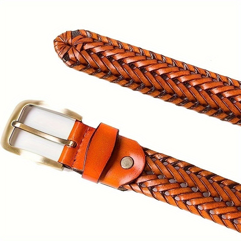 Men's Braided Belt in Flexible Material with Prong Buckle