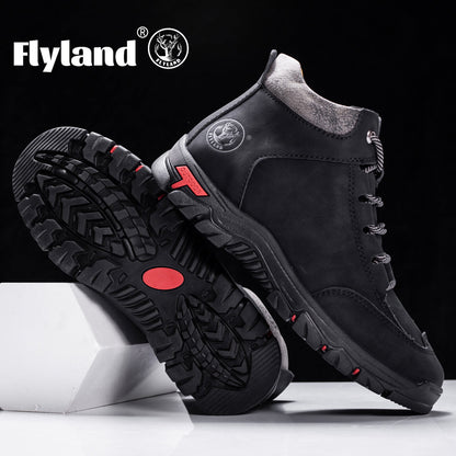 Bottes montantes pour homme, style randonnée, semelle crantée antidérapante, bleues