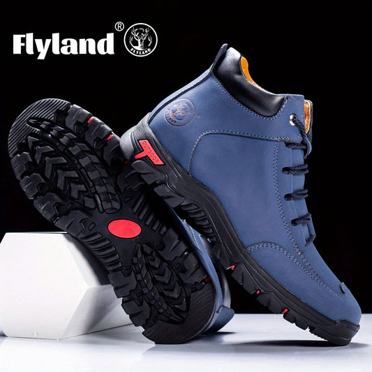 Bottes montantes pour homme, style randonnée, semelle crantée antidérapante, bleues