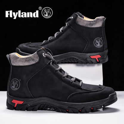 Bottes montantes pour homme, style randonnée, semelle crantée antidérapante, bleues