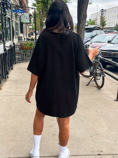 Robe t-shirt décontractée femme style oversize motif Brooklyn New York