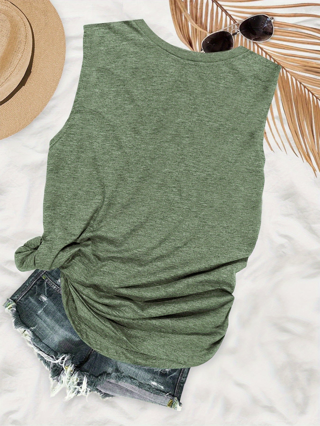 Débardeur d'été style vacances femme avec imprimé palmier – Look décontracté plage