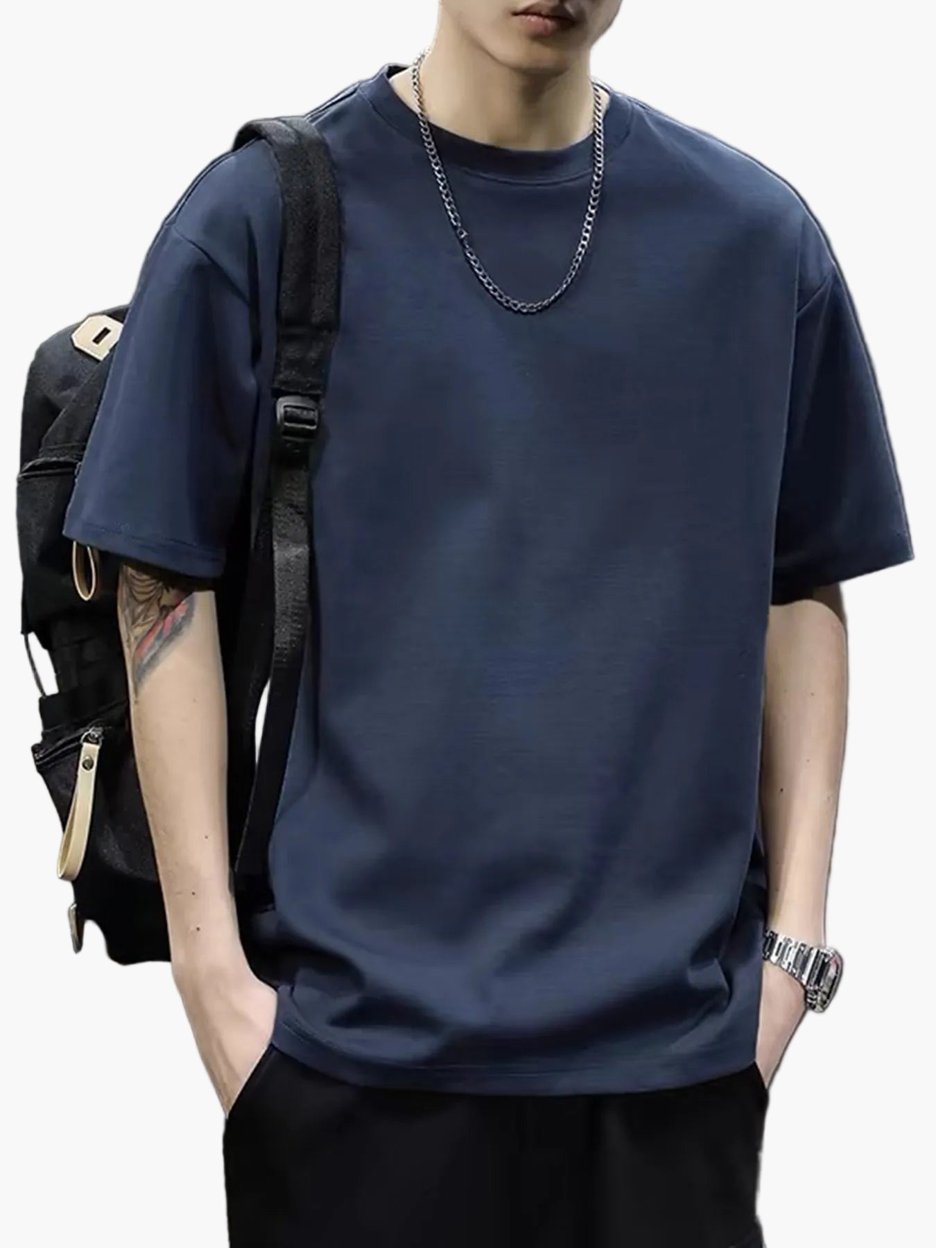 T-shirt basique style décontracté pour homme - Coupe droite, manches courtes, idéal au quotidien