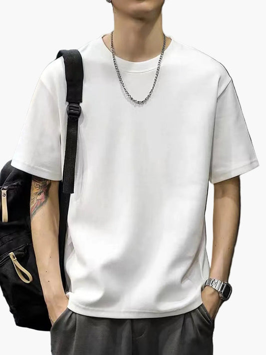 T-shirt basique style décontracté pour homme - Coupe droite, manches courtes, idéal au quotidien