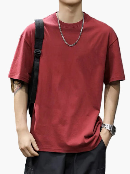T-shirt basique style décontracté pour homme - Coupe droite, manches courtes, idéal au quotidien