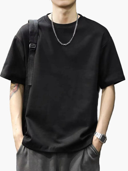 T-shirt basique style décontracté pour homme - Coupe droite, manches courtes, idéal au quotidien