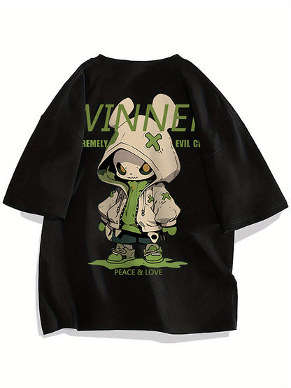 T-shirt oversize streetwear homme motif personnage urbain graphique