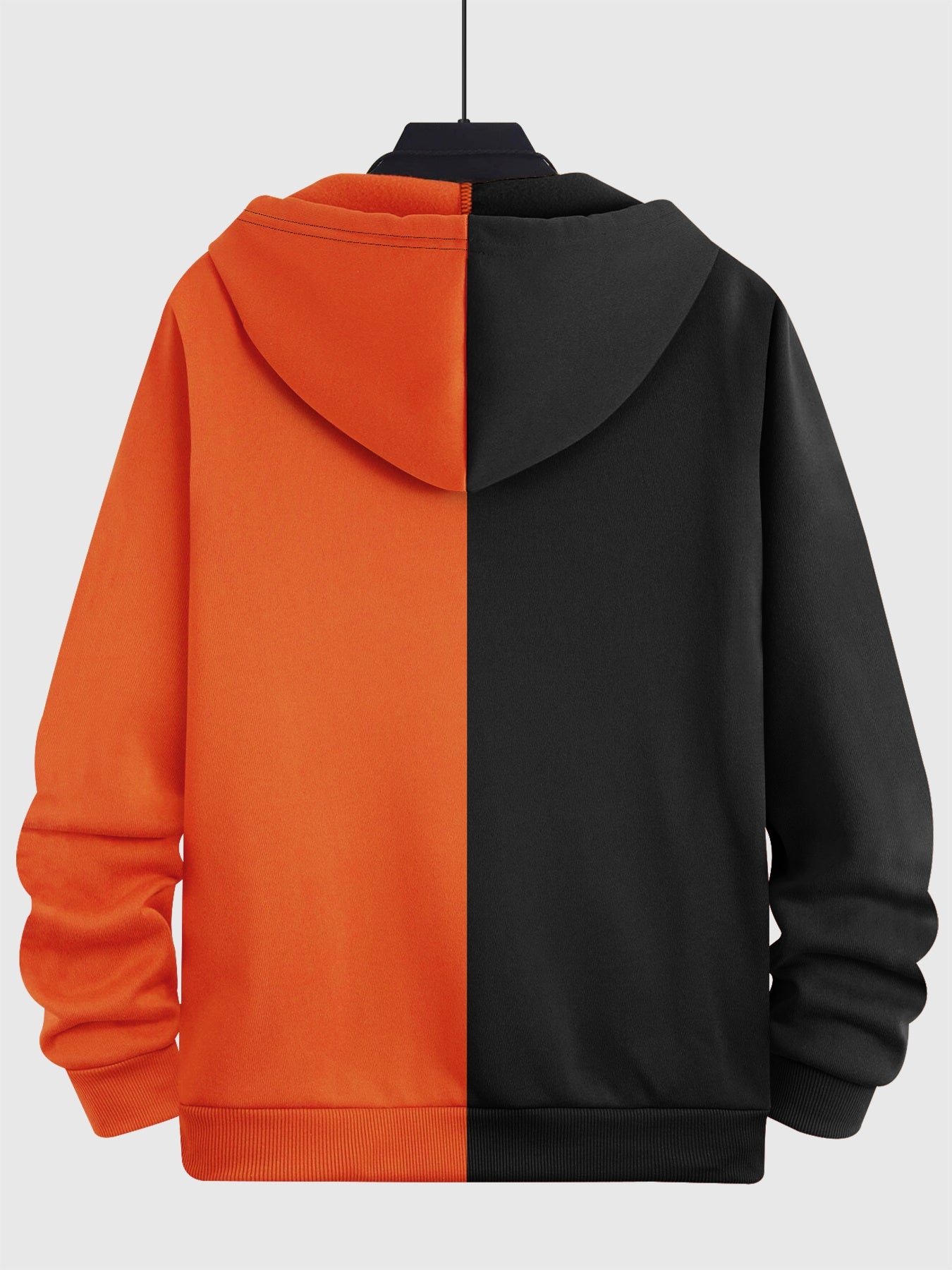 Sweat à capuche bicolore homme avec motif graphique décontracté fermeture éclair