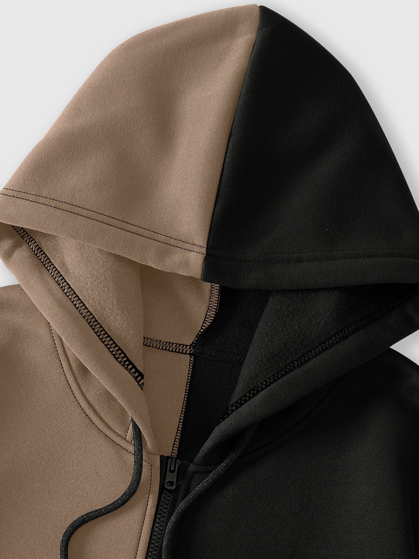 Sweat à capuche bicolore homme avec motif graphique décontracté fermeture éclair