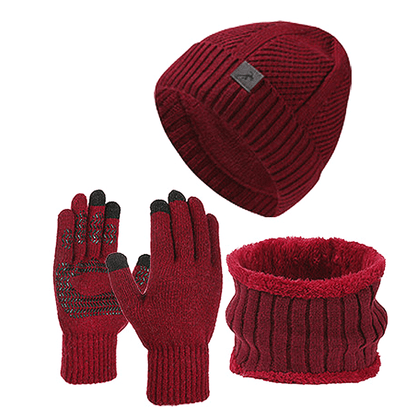 Ensemble Bonnet Cache-cou Gants Homme Tricoté Chaud Hiver Couleur Kaki