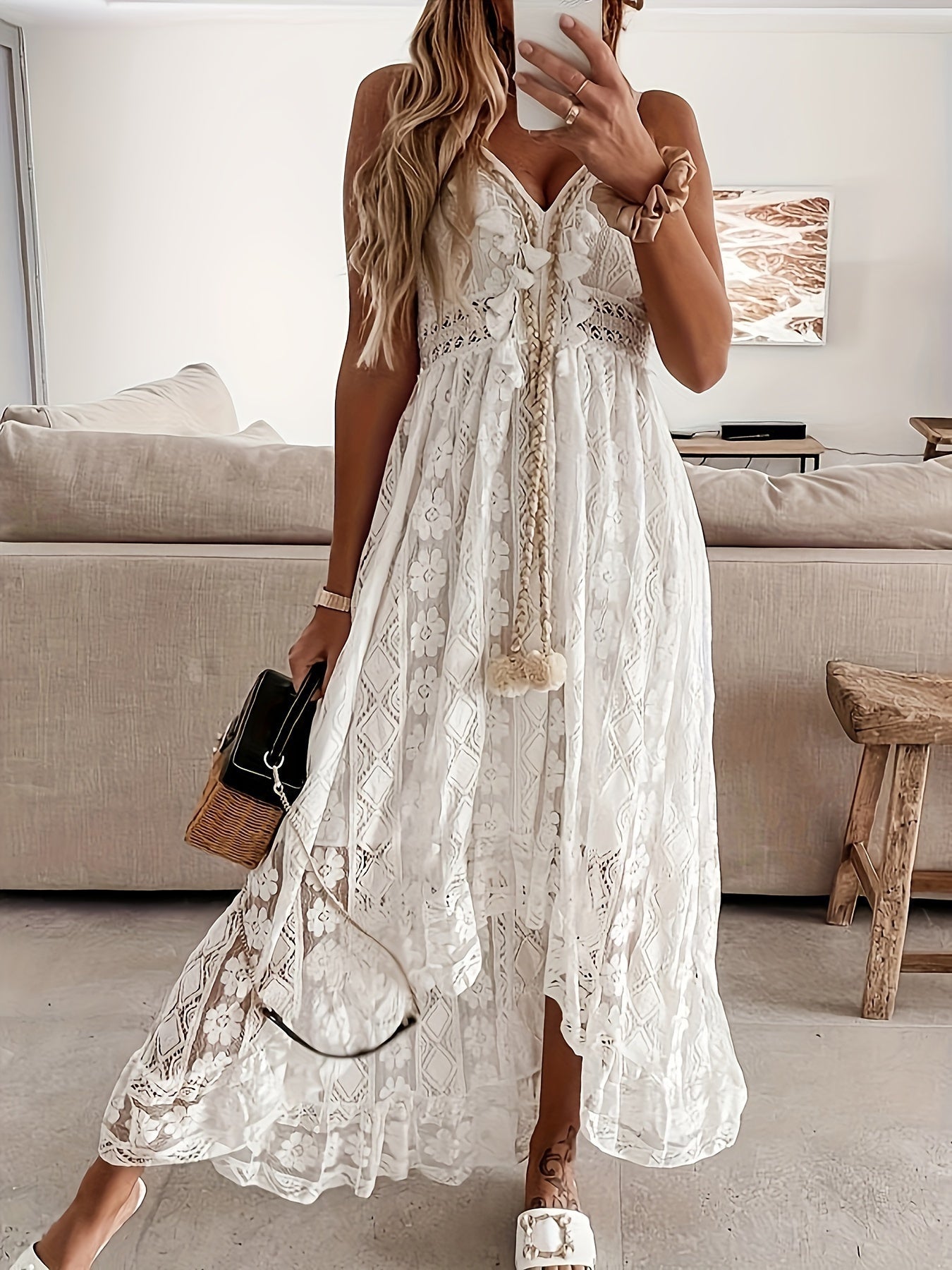 Elegancka długa sukienka boho na ramiączkach dla kobiet – styl maxi, swobodny i szykowny, idealna na lato i uroczyste okazje