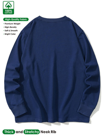 T-shirt Homme Manches Longues Uni Col Rond Ample Décontracté