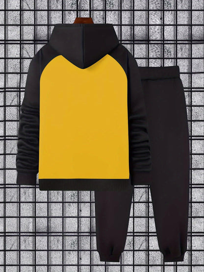Ensemble survêtement homme bicolore avec sweat à capuche gris foncé et noir