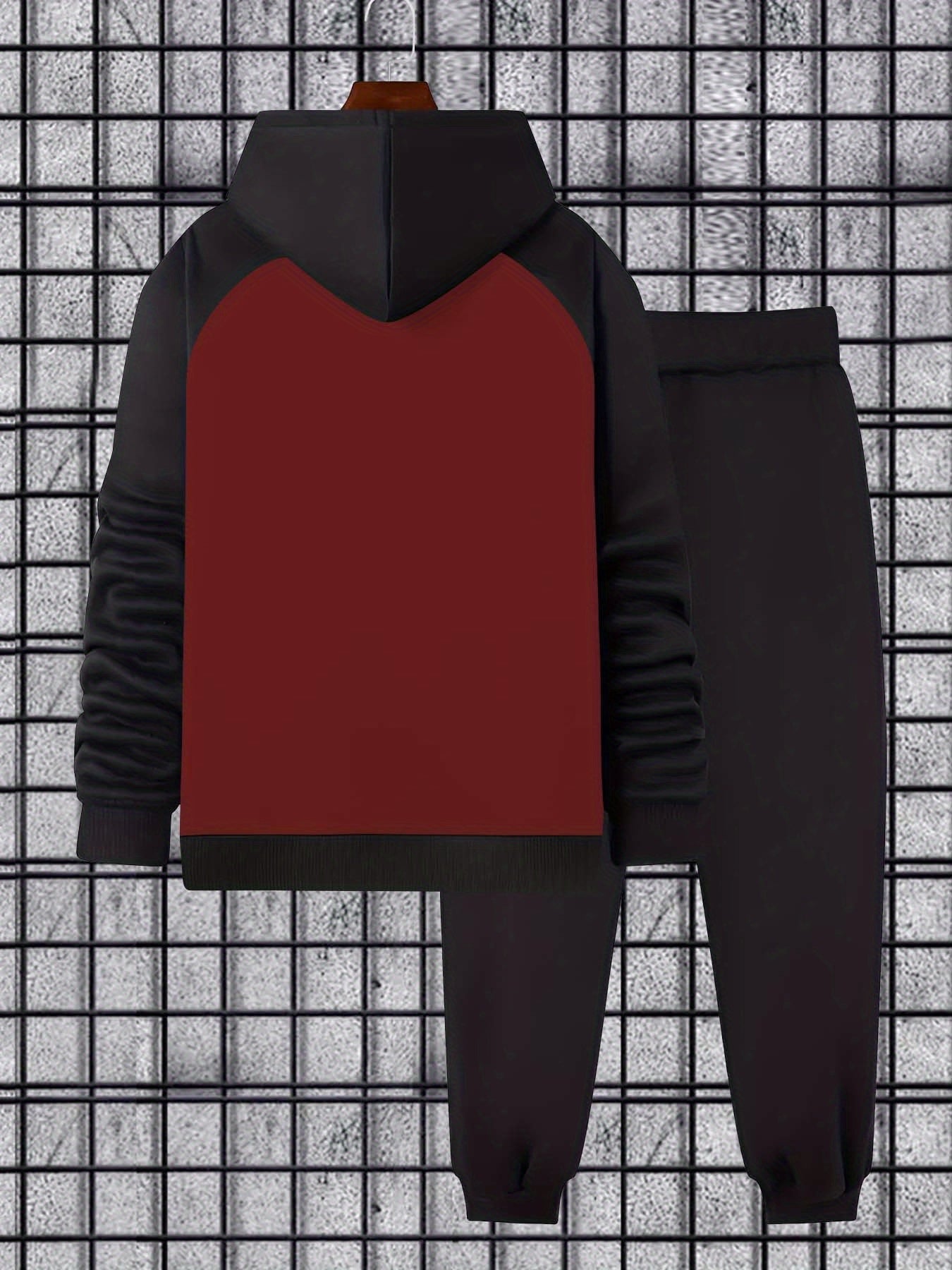 Ensemble survêtement homme bicolore avec sweat à capuche gris foncé et noir