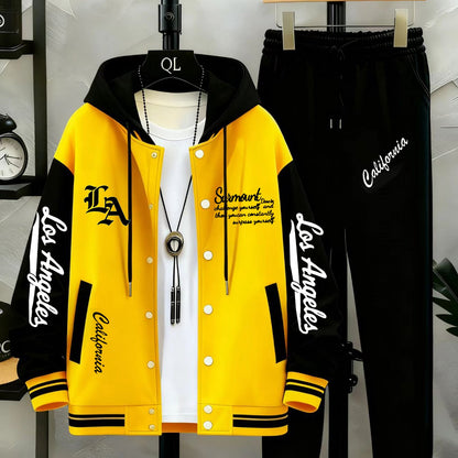 Ensemble Homme Veste Teddy Baseball et Pantalon de Jogging Sport