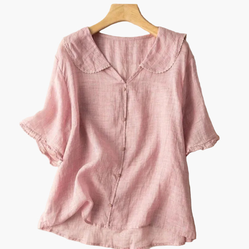 Elegant women's blouse with scalloped collar vintage style for daily use