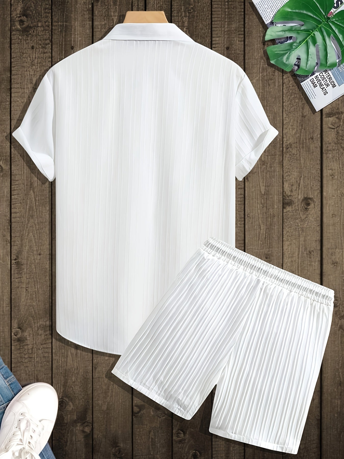 Ensemble Chemise et Short Décontracté Homme Style Plissé - Look Estival Chic et Moderne