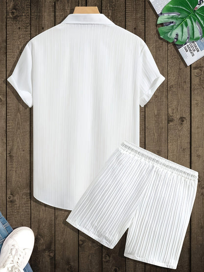 Ensemble Chemise et Short Décontracté Homme Style Plissé - Look Estival Chic et Moderne