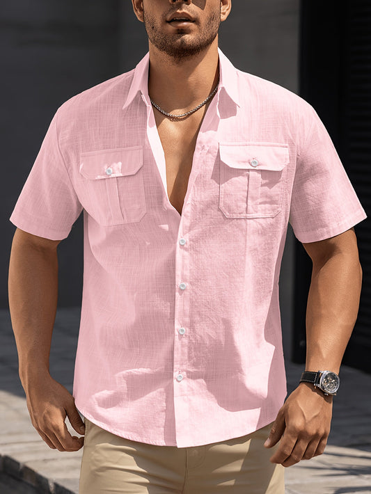 Chemise à manches courtes style casual pour homme avec poches – idéale pour l'été et les loisirs