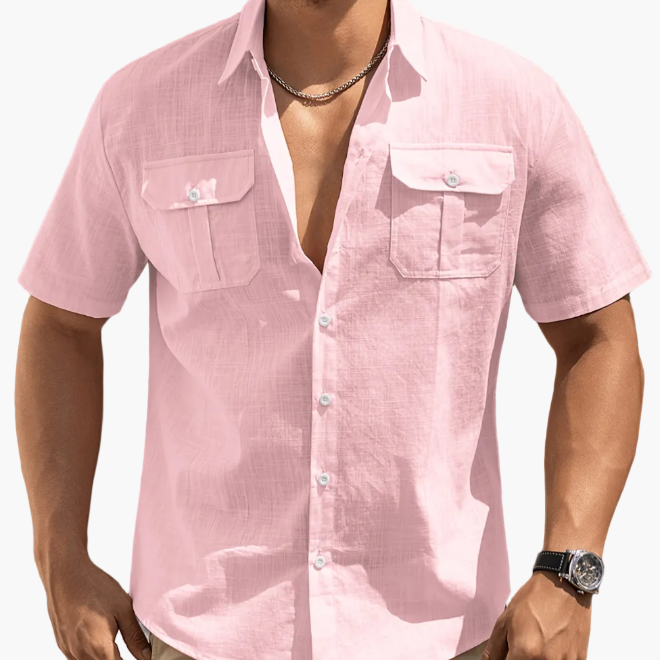 Kurzärmeliges Casual-Herrenhemd mit Taschen – ideal für Sommer und Freizeit
