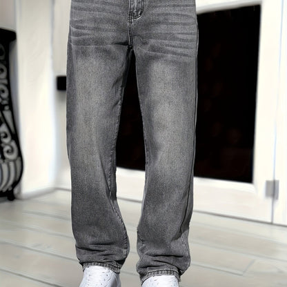 Klassieke rechte jeans voor heren, ruime pasvorm, dagelijks gebruik, stedelijke stijl