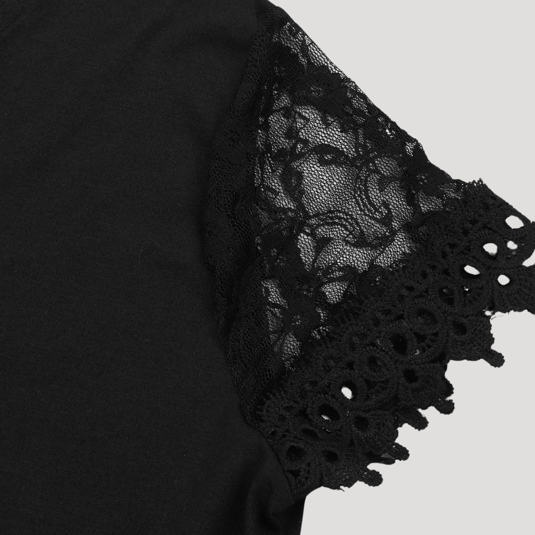 Robe Femme Élégante Manches Dentelle Col Ondulé pour Soirée et Événement