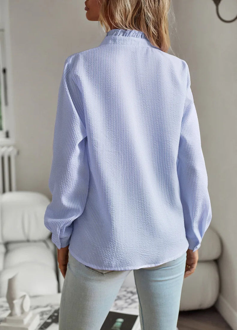 Chemisier Femme Élégant à Volants Style Décontracté et Chic pour Bureau et Quotidien