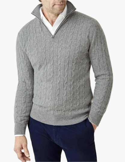 Maglione con zip intrecciato uomo elegante stile casual e professionale