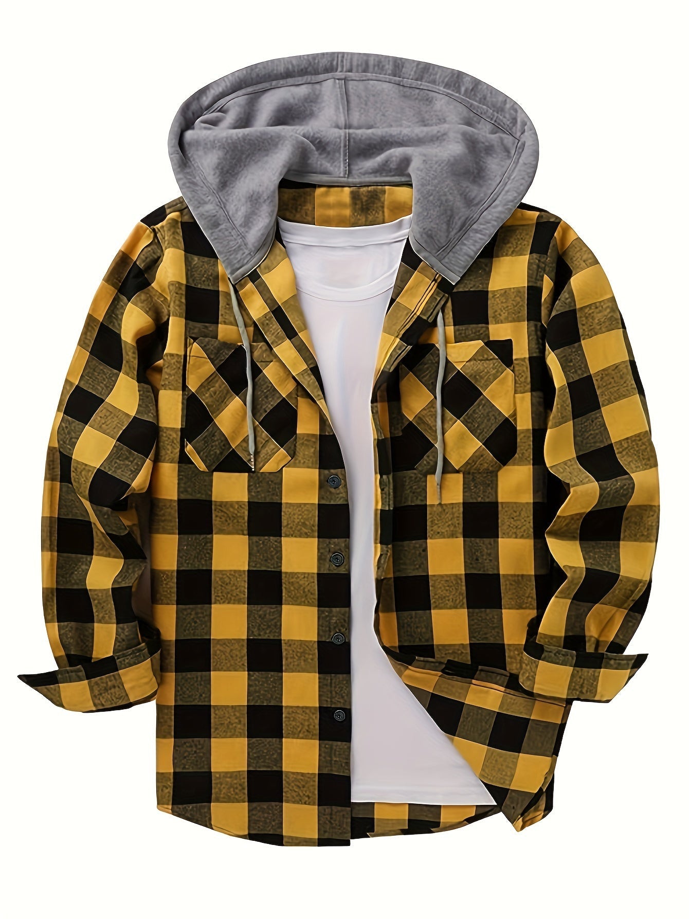 Chemise à carreaux homme à capuche amovible motif bûcheron