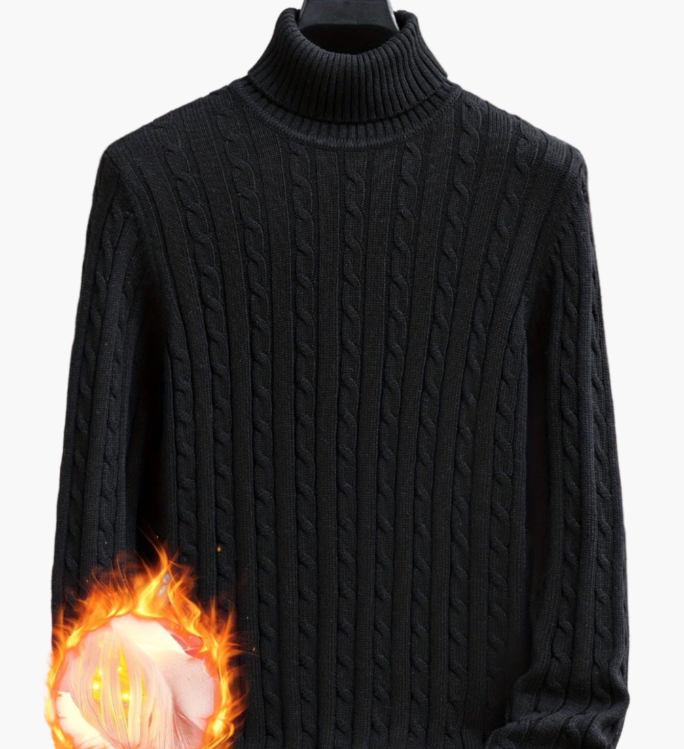 Pull à col roulé torsadé style décontracté pour homme - Manches longues, usage quotidien