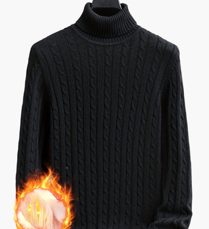 Pull à col roulé torsadé style décontracté pour homme - Manches longues, usage quotidien
