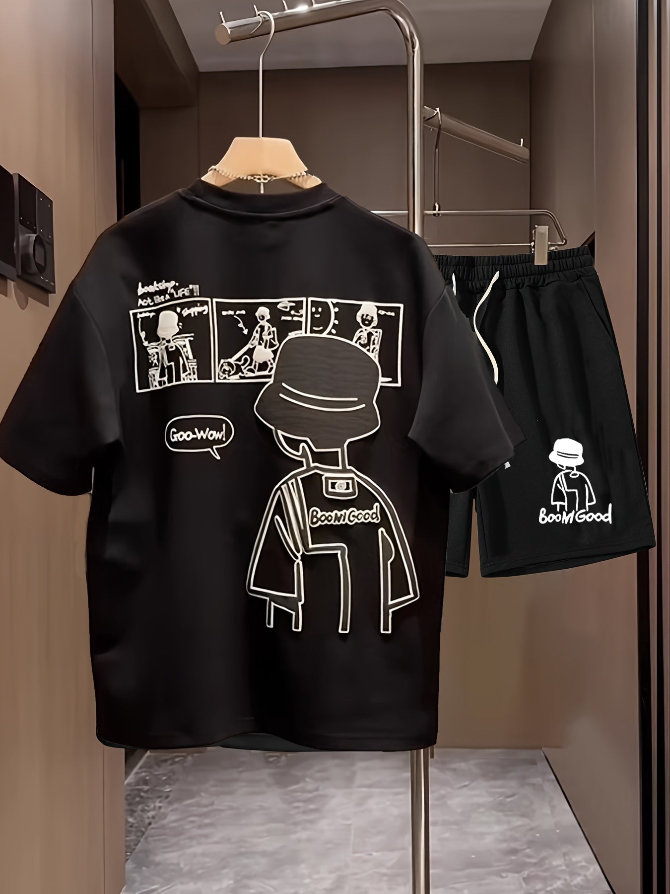 Ensemble Décontracté Homme T-shirt Imprimé et Short Style Urbain - Tenue Idéale Quotidienne