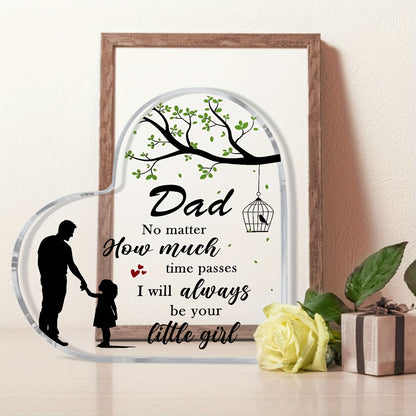 Regalo decorativo per papà – Targa a forma di cuore con messaggio emozionale per figlia, stile moderno, ideale per la Festa del Papà o compleanno