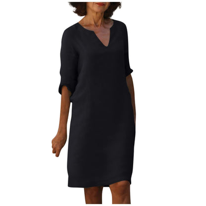 Robe décontractée rétro pour femme, manches mi-longues, style artistique, grande taille, multi-couleurs