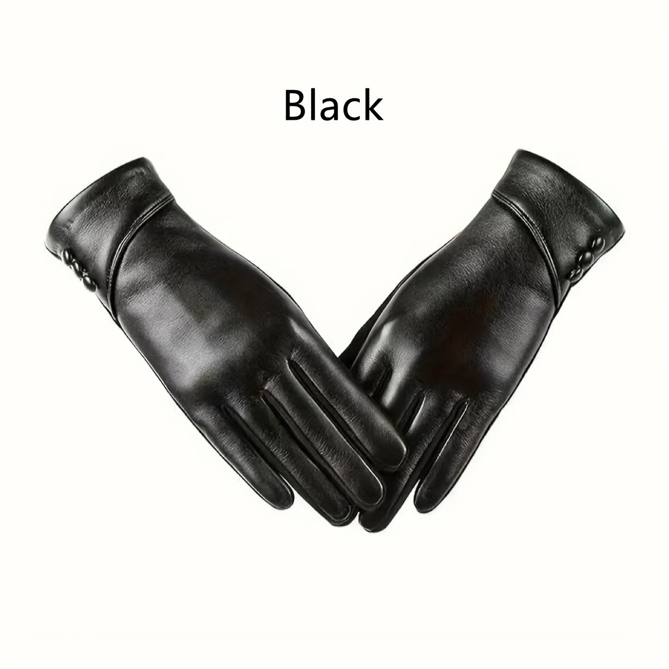 Gants Élégants Noirs avec Détail Boutons pour Femme