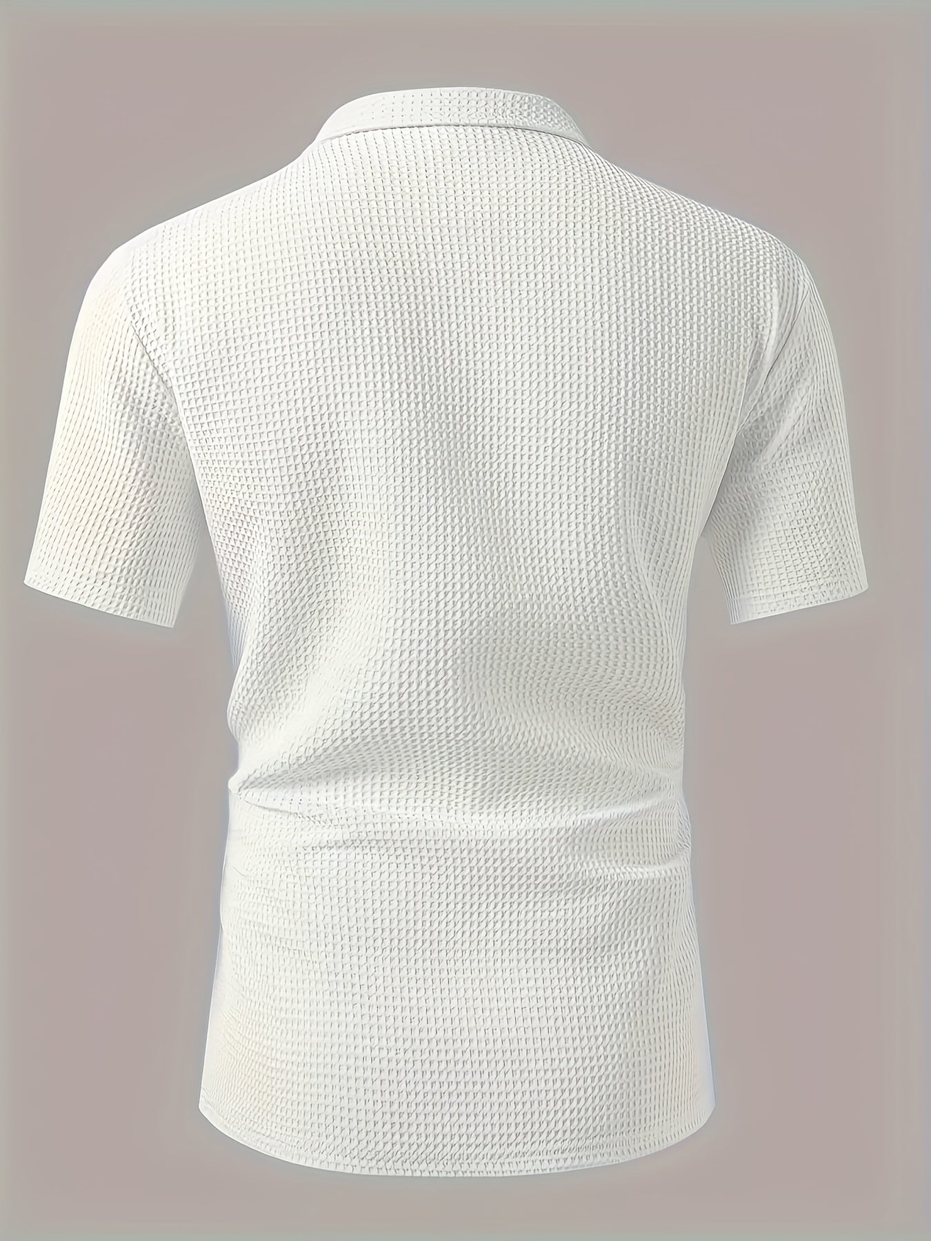 Chemise décontractée homme à manches courtes style resort avec col camp et texture gaufrée