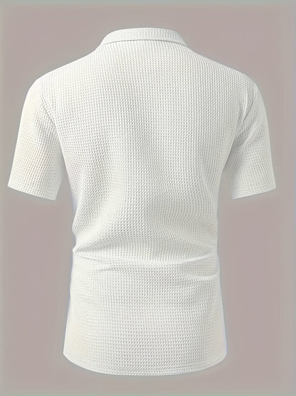 Chemise décontractée homme à manches courtes style resort avec col camp et texture gaufrée