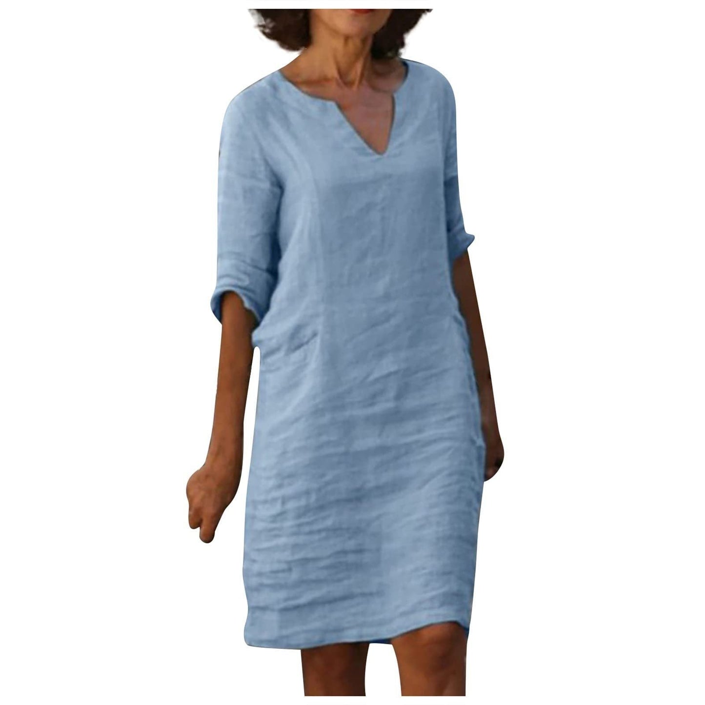 Robe décontractée rétro pour femme, manches mi-longues, style artistique, grande taille, multi-couleurs