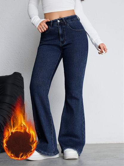 Jean évasé taille haute Femme - Bleu foncé