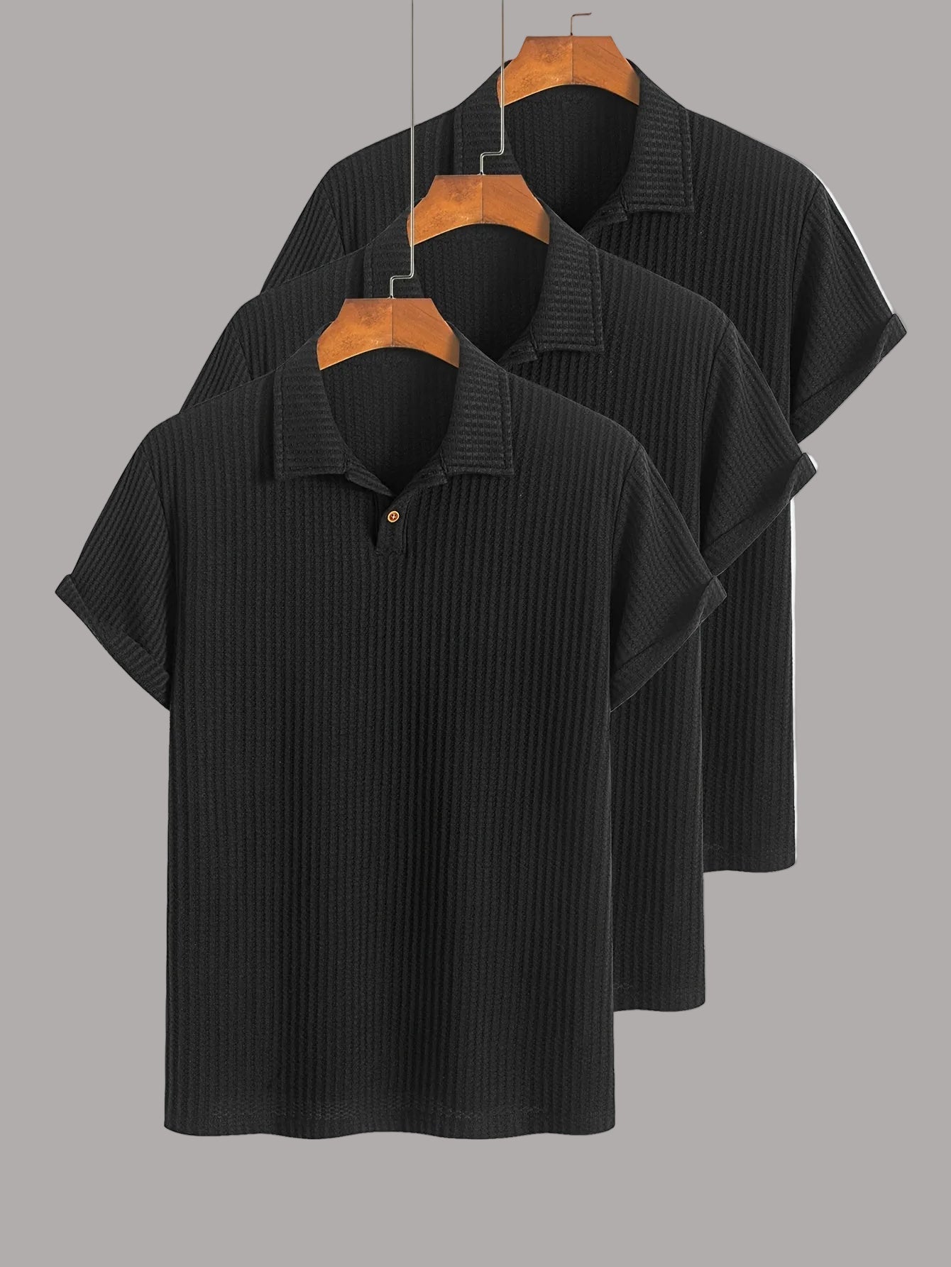Lot de polos homme manches courtes style casual chic à col classique – pack de 3 polos texturés pour usage quotidien