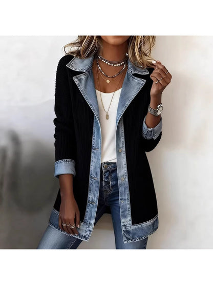 Veste blazer élégante pour femme style urbain chic à revers contrastés