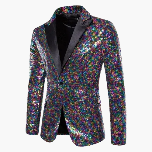 Giacca da sera uomo stile smoking, motivo geometrico brillante, ideale per feste ed eventi eleganti