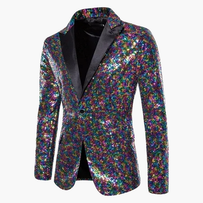 Giacca da sera uomo stile smoking, motivo geometrico brillante, ideale per feste ed eventi eleganti