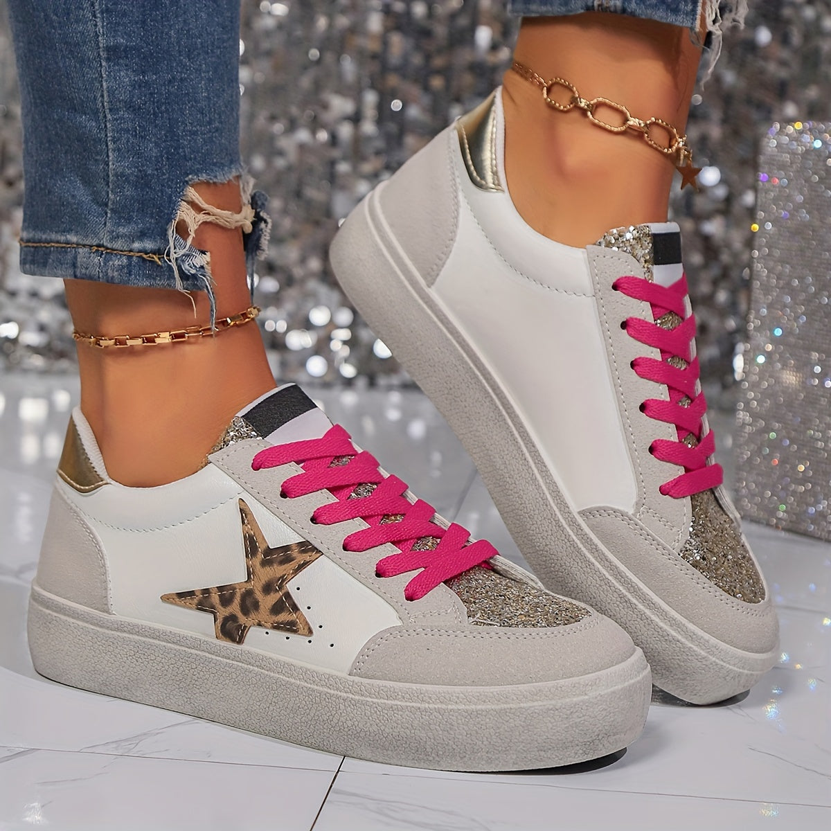 Baskets Femme Style Urbain Casual à Lacets pour Tous les Jours