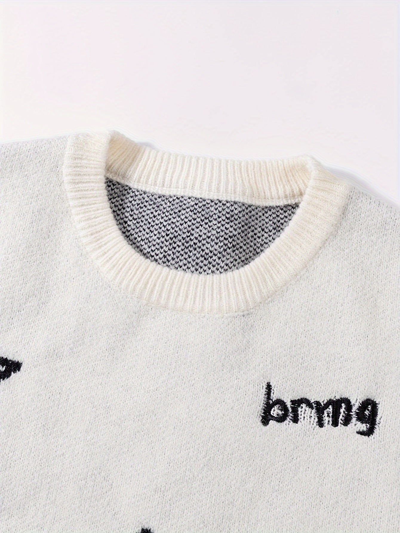 Pull en maille unisexe avec motif Planète et étoiles à col rond