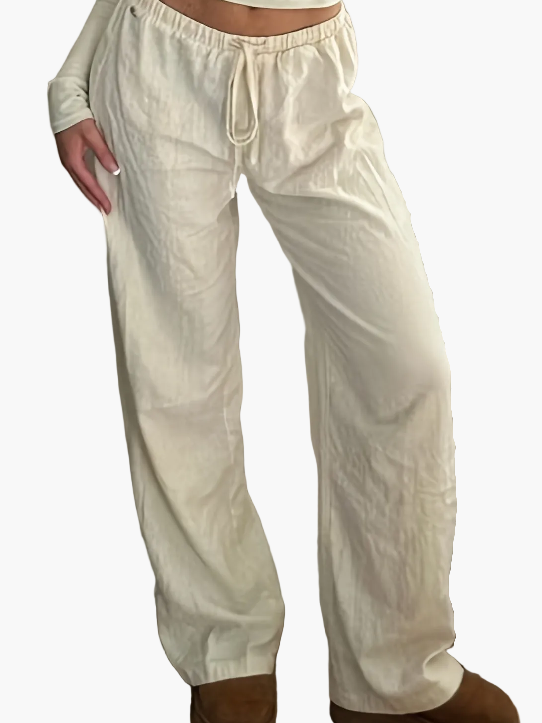Pantalon large décontracté femme taille haute à jambes droites pour look urbain chic