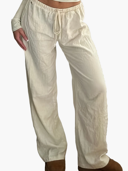 Pantalon large décontracté femme taille haute à jambes droites pour look urbain chic