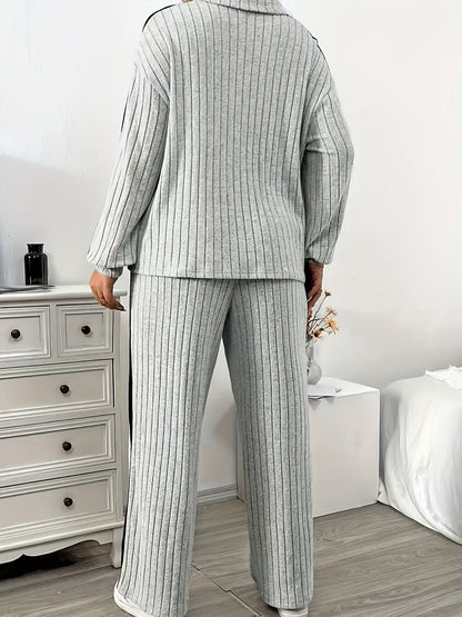 Ensemble côtelé Femme col zippé rayures latérales contrastantes