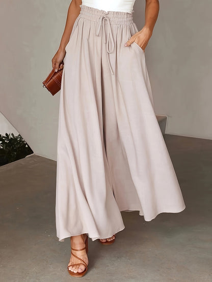 Pantalon large taille haute femme style élégant pour printemps et automne